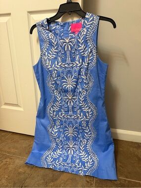 Lilly Pulitzer Blue Dress with White Floral Print